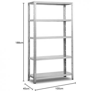 Scaffale ad incastro 5 ripiani 100x40 h 188 cm zincato Firenze