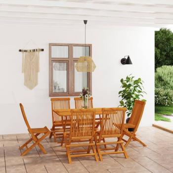 Vidaxl 7 Piece Patio Dining Set Solid Teak Wood