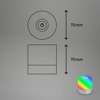 Lampada da tavolo LED Smal ricaricabile, cromo, RGBW, plastica, 7 cm