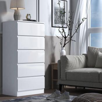 White Gloss Tall Chest Of Drawers