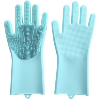 Kitchen Silicone Gloves with Scrubbing Brush