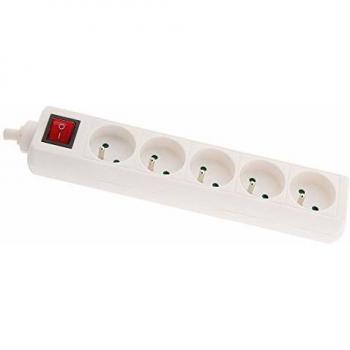 Multiprise 5 ports 16A 2P+T avec interrupteur Blanc