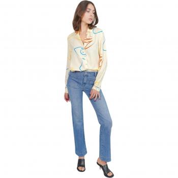F.A.M. Paris Damenjeans, Bootcut-Style, Blau