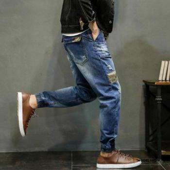 Casual Hip Hop Ripped Pencil Jeans for Men, Baggy Tapered Fit S-4XL