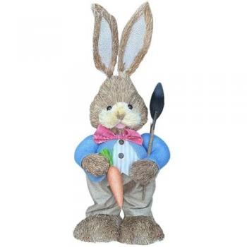 Coniglio in paglia rafia alto 60 cm per decorazioni pasquali