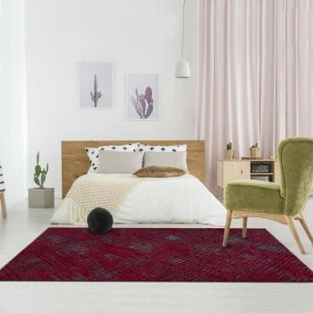 Jadorel Tapis Rectangle – 115x180 cm, rouge et gris, motif faux uni Tereminde