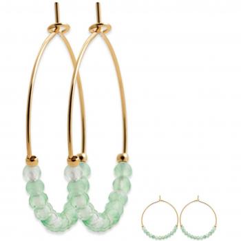 Orecchie di Minarello Lily R4097 Oro Piatta 3 cm 3 mm Verde