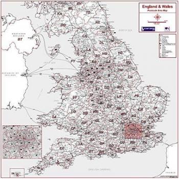 Postcode Zone Map 6: England & Wales – Photo‑Paper, Greyscale