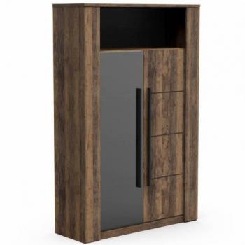 Vitrina de exhibición para salón Mónaco color robledal y negro de Miroytengo