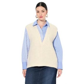 Pullunder Damen beige Größe 54/56 Ulla Popken Rippstrick