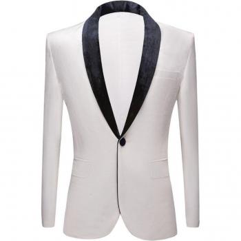 Slim Fit White Velvet Suit Jacket for Grooms