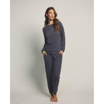Set di Lino Selmark Pigiama Grigio Regular Fit P6073
