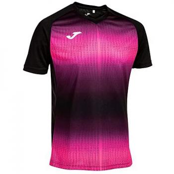 Camiseta de manga corta Joma Tiger V para hombre en color negro con detalles en rosa flúor