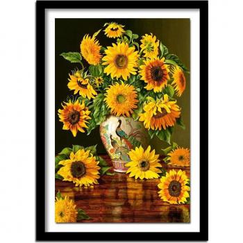 5D Kreuzstich Sonnenblume in Blumenvase