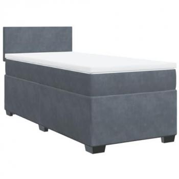 Box Spring Bed with Mattress Dark Grey 90x200 cm Velvet