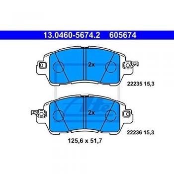 Mazda 2 and Toyota ATE Front Brake Pads with Wear Indicator, Part No. 13.0460-5674.2