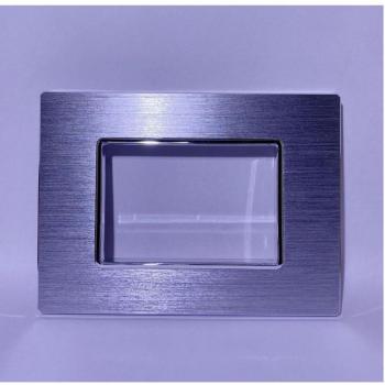 Placca 3 4 6m Argento Satinato Compatibile Bticino Axolute