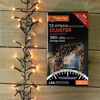 Vintage Gold 960 LED Cluster Lights with Timer