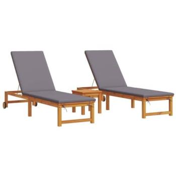 Acacia Wood Sun Lounger Set with Table