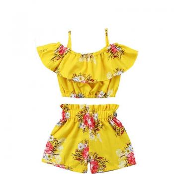 Baby Girl's 2-Piece Floral Crop Top and Shorts Ensemble