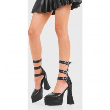 Lamoda Women's Complex Love Platform Heels, Black, Size UK 4