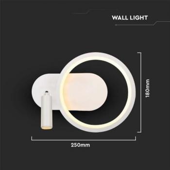 Lampade led Lampada led da Muro 14W con Faretto Lettura Orientabile in Metallo Bianco 3000K