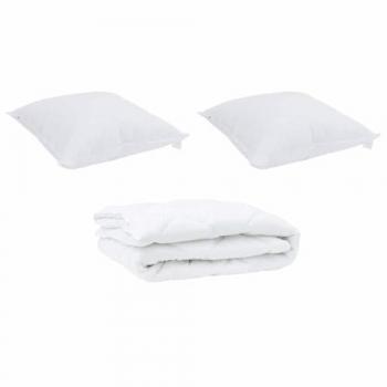 Couette Microfibre avec Oreillers 3 pcs Blanc