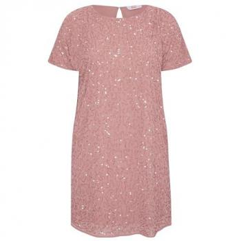 Yours Dusty Pink Embellished Shift Gown – Size 26-28