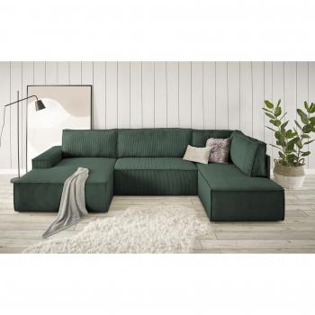 Home Affaire SHERWOOD XXL 329 cm U‑Form – Schlafsofa mit Bettkasten 194×139 cm, Cord, Vintage Samtvelours