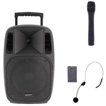 Moovy 12 MK2 (sonorisateur mobile 12’’) – batterie, mic main VHF, mic serre‑tête