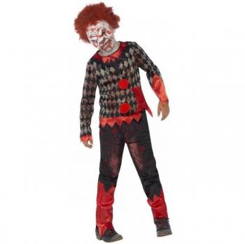 Vestido de Payaso Zombi para Niños 4-6 Años Verde/Rojo