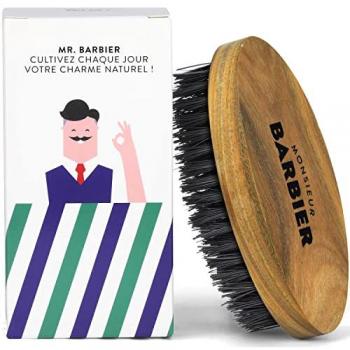 Brosse à Barbe et Cheveux 2-en-1 pour homme de Monsieur BARBIER Bois de Santal brut 100% naturelle et végane