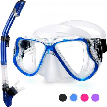Junior Snorkel Set, Dry Top Snorkel Mask with Anti-Fog and Anti-Leak for Kids 5-12