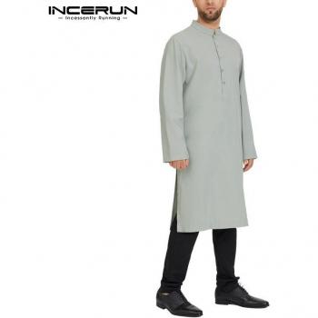 Top de Túnica Masculina Primavera: Manga Larga, Color Único, Con Botón