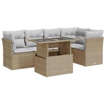 VidaXL 6-tlg. Gartenlounge-Set mit Kissen Beige Polyrattan