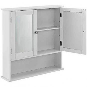 Armadio da parete bianco con specchio per bagno