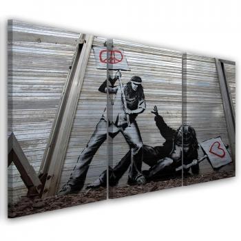 Arte Urbana Banksy Canvas 60x40 in Trislice Grigio