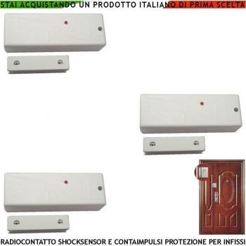 Sensore Magnetico Radio Fr. 433,92 MHz Rilevatore Sismico Regolabile 2 Pezzi Per Antifurto Ingresso NC e Contaimpulsi Per Switchallarm Codice SecurLysa Anticollisione Rileva Trapano e Scasso