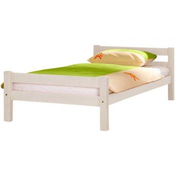 Helga Einzelbett Relita – 90 × 200 cm Liegefläche, massiver Buche in Weiß, mit Rolllattenrost