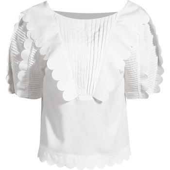 TWOTWINSTYLE O-Ausschnitt Bluse mit kurzen Puffärmeln
