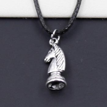 Customizable Chess Set Leather Neckpiece with King, Queen, Rook, Knight, Bishop Pendants