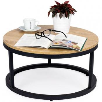 Plateau rond 60 cm – concept industriel bois brut