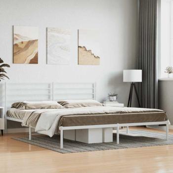 Lit en Métal Blanc 200x200 cm sans Matelas