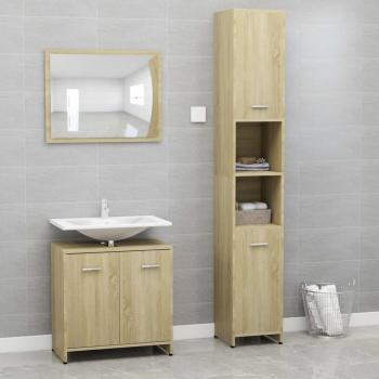 Sonoma Oak 3-Piece Bathroom Furniture Set by Vidaxl