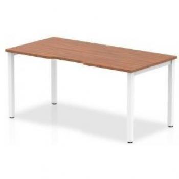 Evolve Single 1200mm Office Bench – Walnut & White Frame