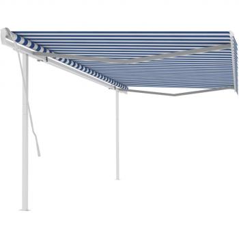Poteau Auvent Manuel Vidaxl 5x3 m – Extérieur, Bleu-Blanc