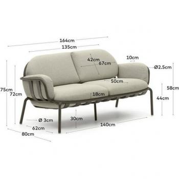 Natur24 Gartensofa 3-Sitzer in Grau