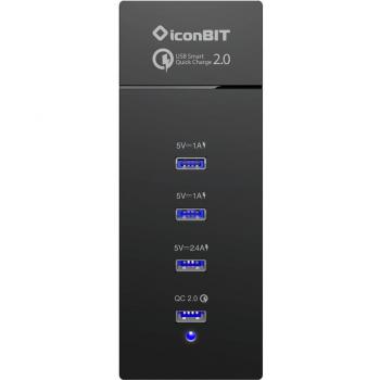 Cargador Iconbit FTB4U6QC Negro para Uso Interior