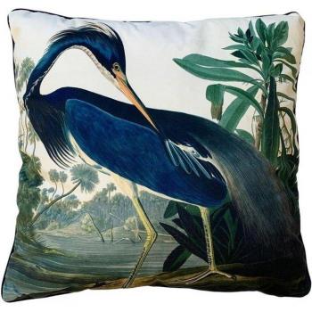 Cuscino Nero con Motivo Airone Audubon 55 cm