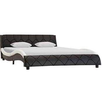 Lit cadre vitaXL noir et blanc similicuir 160 x 200 cm